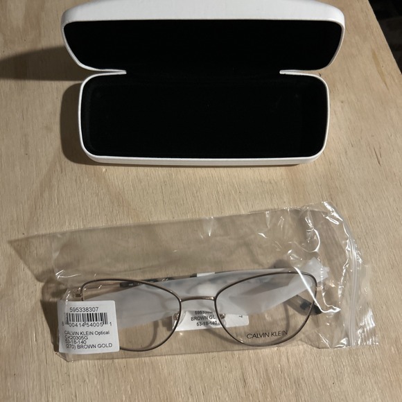 Calvin Klein Accessories - Calvin Klein Woman's Glasses 53-18–140 Brown Gold NEW Msrp 197 With Case NWT